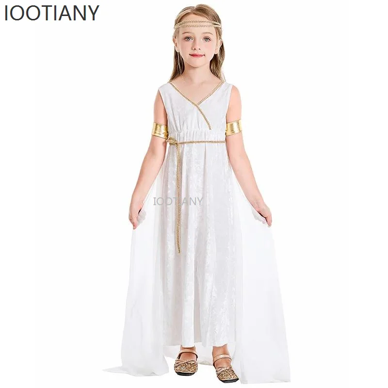 

IOOTIANY Roman Pharaoh Robe Cosplay Suit Enfant Niño Greek Goddess Athena Costume Carnival Halloween Fancy Party Dress 2026