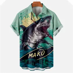 Camisas hawaianas con patrón de tiburón para hombre, ropa Harajuku de gran tamaño, temática de moda Original de verano, Vintage de lujo, Dazn vikingo