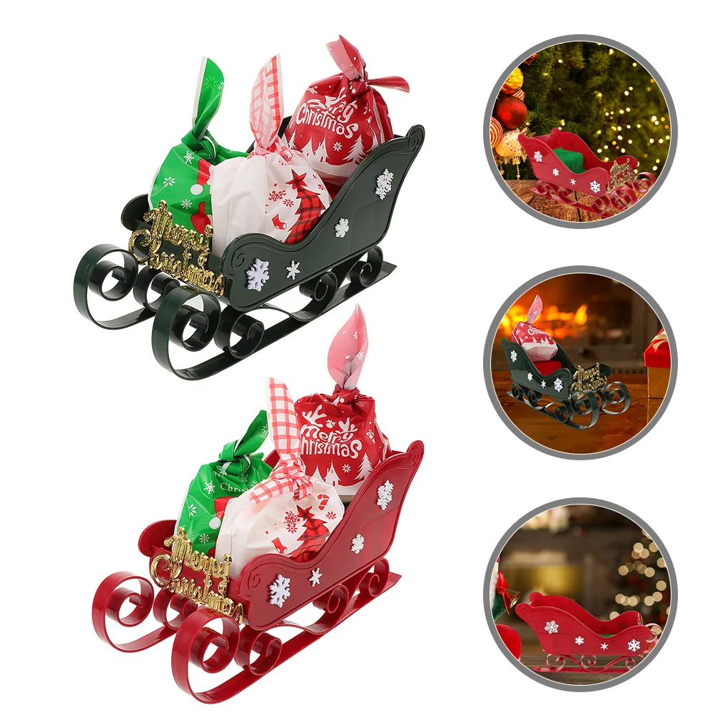 

2 set Santa Sleigh Decoration Holiday Table Centerpiece Christmas Candy Bowl For Home Party Decor Sleigh Tabletop Xmas Sled