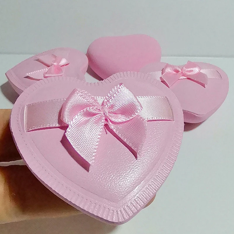 2/5pcs Cotton Candy Air Cushion Powder Puff Heart Bow Makeup Powder Puffs That Can Be Used In Both Dry And Wet Combinations