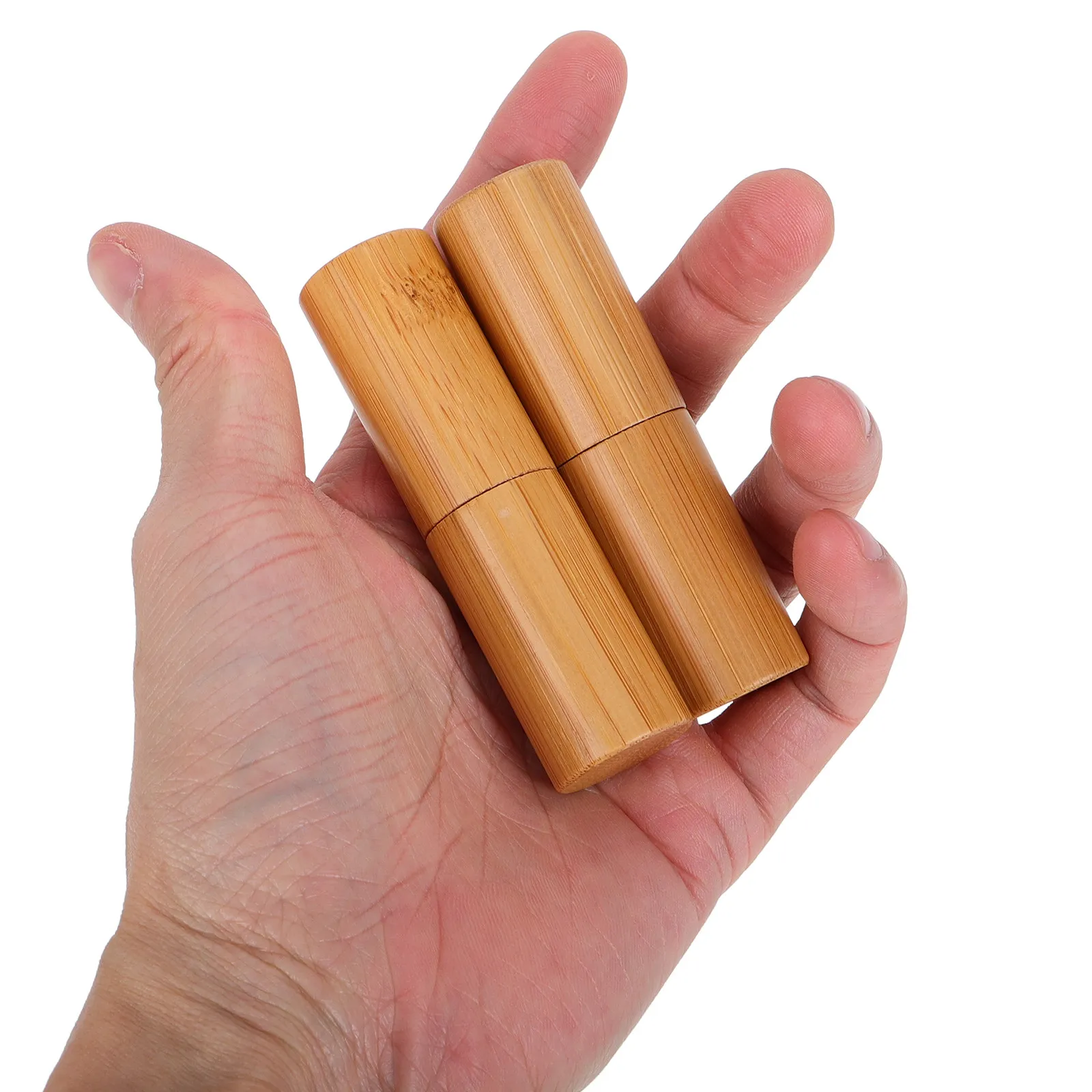 2Pcs Bamboo Lipstick Tubes Empty DIY Lip Gloss Container Lip Balm Tube Portable Eco Friendly Compact Makeup Tool