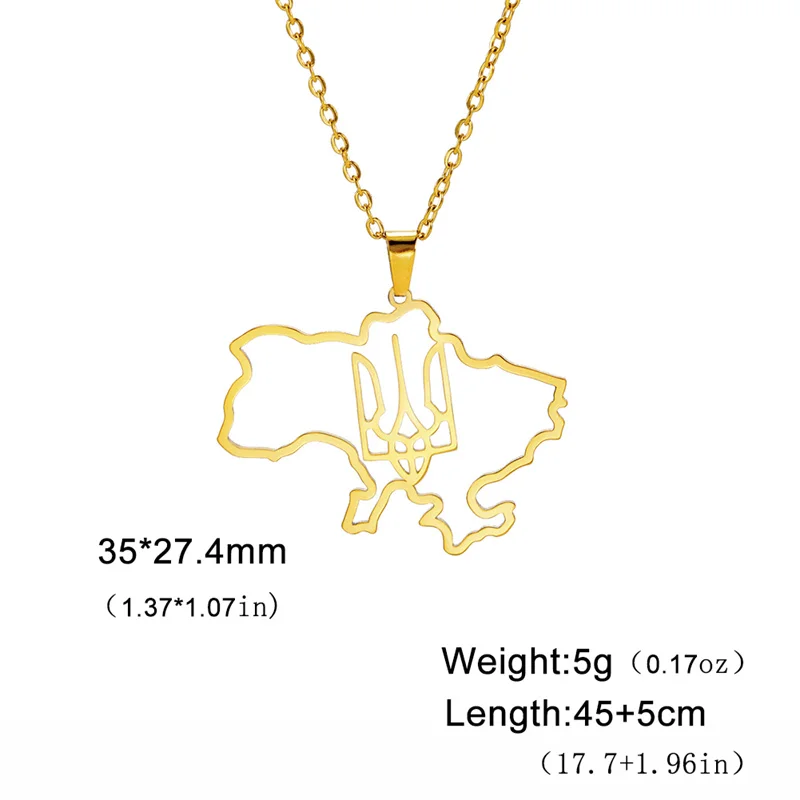 Mode Umriss Ukraine Karte Halskette Kette Halsband Hals Edelstahl Schmuck Ästhetische Halsketten Geschenke accesorios para mujer – Detail 15