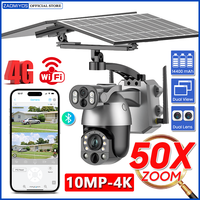 4K 50X ZOOM Solar Camera 10MP 4G SIM 360° Outdoor PTZ Dual Lens Human Tracking Surveillanc WIFI Security Camera PIR Night Vision