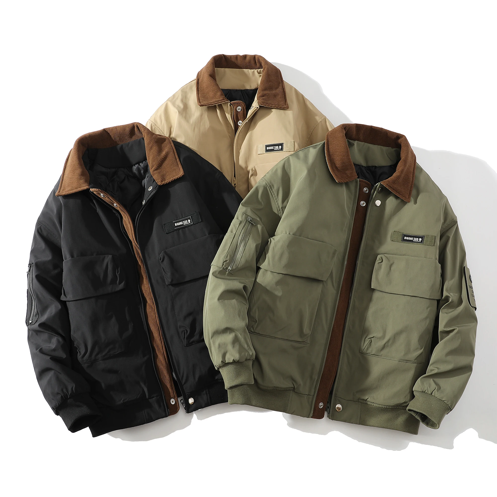 جديد الرجال جواكت شتوية معطف دافئ سميك 2025 رجل الشارع الشهير الهيب هوب قصيرة سترات الكورية الملابس السوداء سترة واقية منتفخة #2