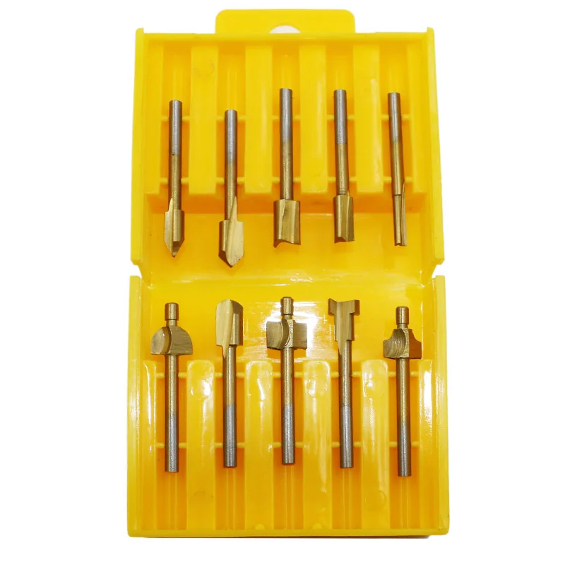 

Для HT980 10 шт. 1/8 "HSS с титановым покрытием, деревообрабатывающие фрезы, фрезы по дереву, используемые