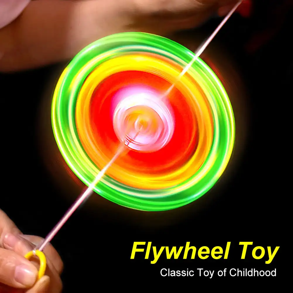 1pcs Random Color Flywheel Toy Led Light Toy Luminous Hand Pull Luminous Flashing Rope Novelty Children Flywheel Flash Gyro Gift