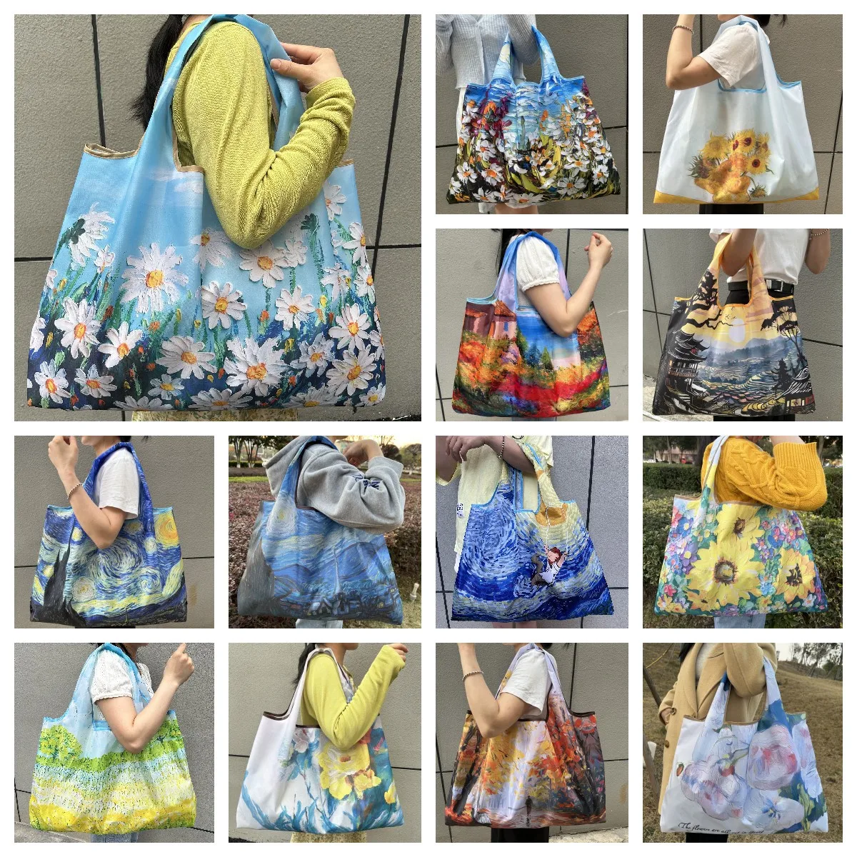 

New Fashion Bag Eco-Friendly Travel Foldable Shopping Bag Reusable Grocery Storage Bag Portable Shoulder Handbag Tote Bags