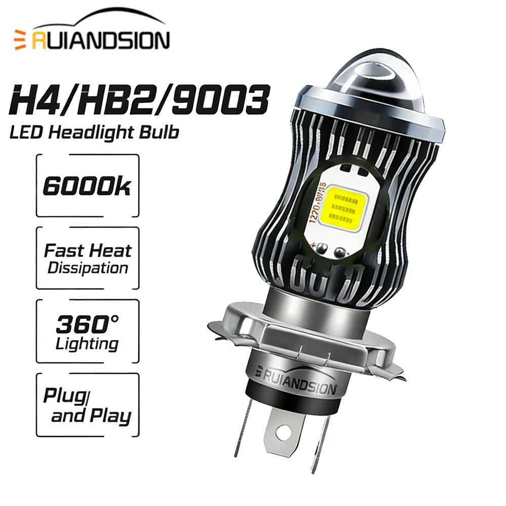 

9003 LED Motorcycle Headlight H4 HB2 10-80V Hi/Lo Beam 3500Lm Super Bright For ATV UTV Fit Fog Lamp Driving Light Spotlight Bulb