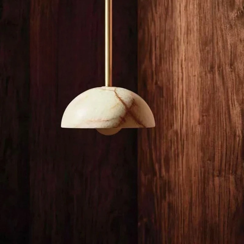 

Mid-Century Natural Marble Chandelier Vintage Luxury Jade Pendant Light for Living Room Bedroom Villa Hotel