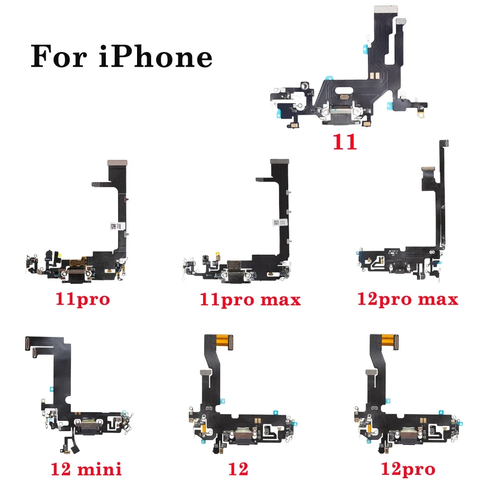 

1pcs USB Charging Charger Port Flex Cable For iPhone 11 12 pro Max mini Dock Charger Connector With Microphone Flex Replacement