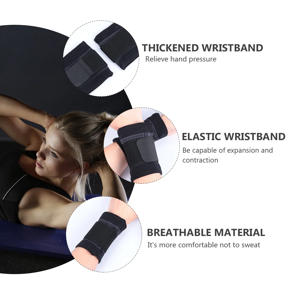 قطعتان من دعامة المعصم الرياضية القابلة للتعديل لدعم اللياقة البدنية والجري ودعم المعصم للتدريب في الهواء الطلق