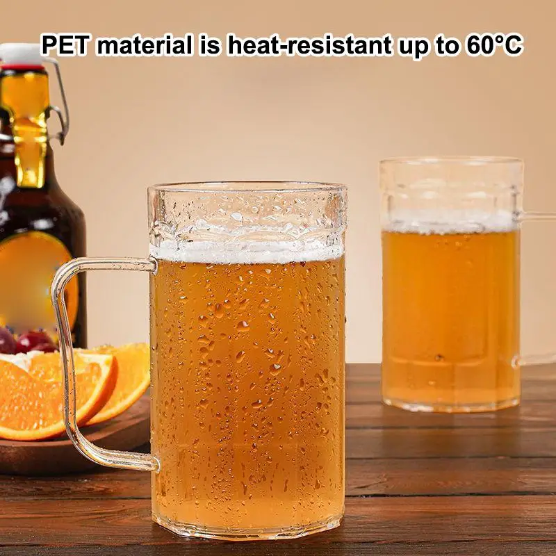Transparent Beer Mug Acrylic Plastic Unbreakable Milk Coffee Juice Water Cup Barware Drinkware For Home Party Bar Karaoke