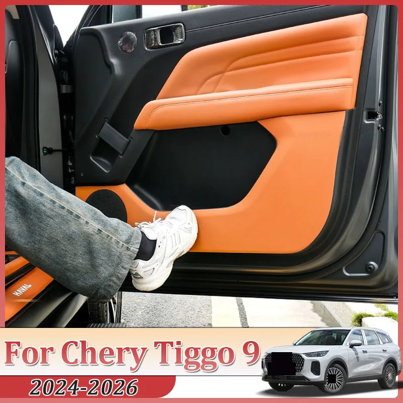 

Car Door Anti Kick Pad For Chery Tiggo 9 TIGGO 8L 2024-2026 Leather Dustproof Edge Protector Sticker Interior Auto Accessories
