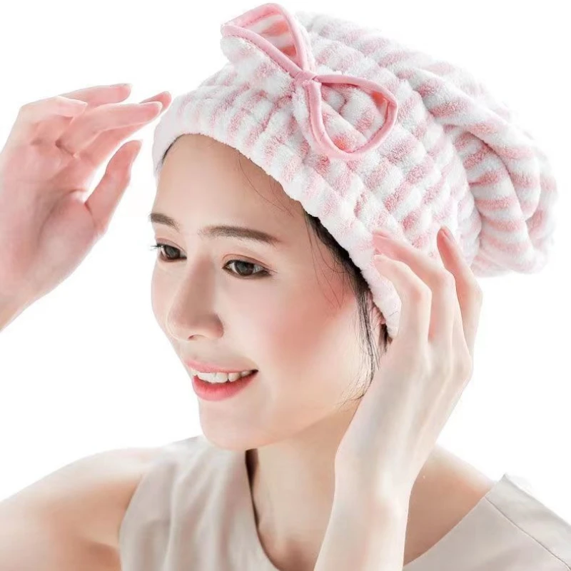 

2PCS Quick Drying Super Absorbent Butterfly Bow Dry Hair Hat For Cute Women, Thick Headband, No Blowing Shower Cap