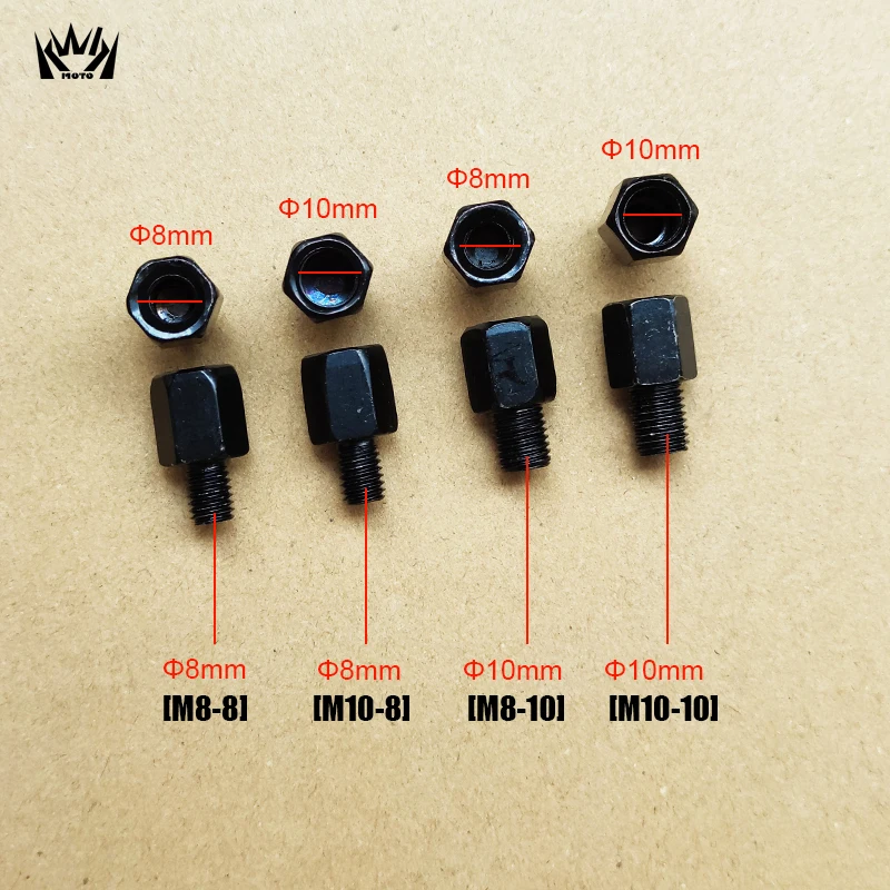 1/2/4/10 Pcs Black Motorcycle Mirror Adapters M10 10MM M8 8MM Rearview Mirrors Conversion Bolt Clockwise Right Left Thread