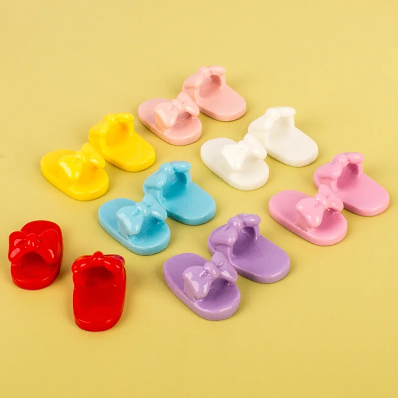 10pcs Dollhouse Kawaii Bow Slippers Figurines Fairy Garden Ornament Home Decoration Crafts Miniatures DIY Accessoires Dolls Toys