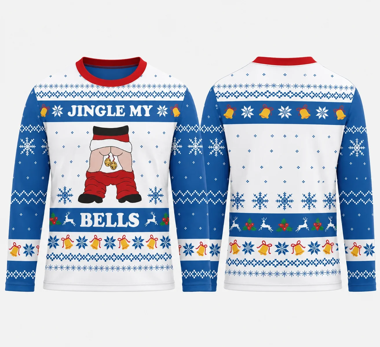 2026 Christmas Ugly Long-sleeved T-shirt Fun Santa Claus 3D Printed Pullover Shirt Men's Women's Tee Party Cosplay Y2K Clothing