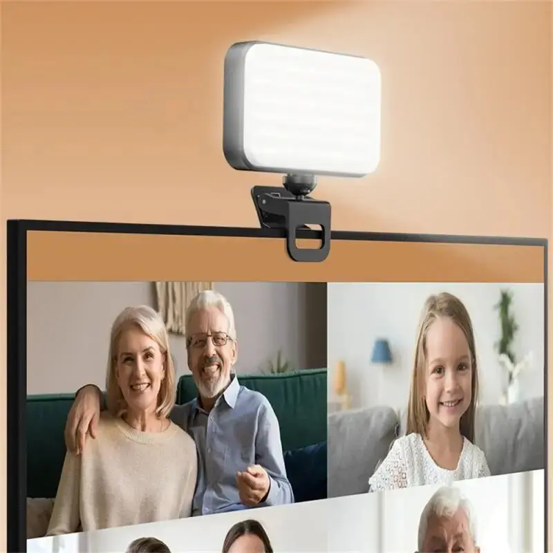 Fill Lamp LED Selfie Light 1000Mah Rechargeable Clip-on Video Conference Light 3 Light Modes For Cell Phone Tablet Laptop