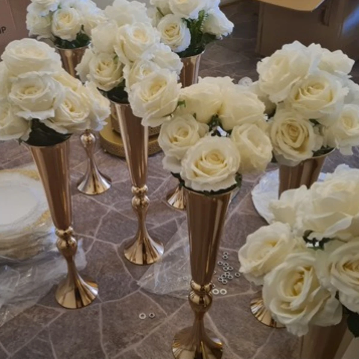 13pcs)Gold sliver white black ,48 to 90cm tall)Wedding Decoration Tall Vase Event Decoration Silver Gold Wedding trumpet vase