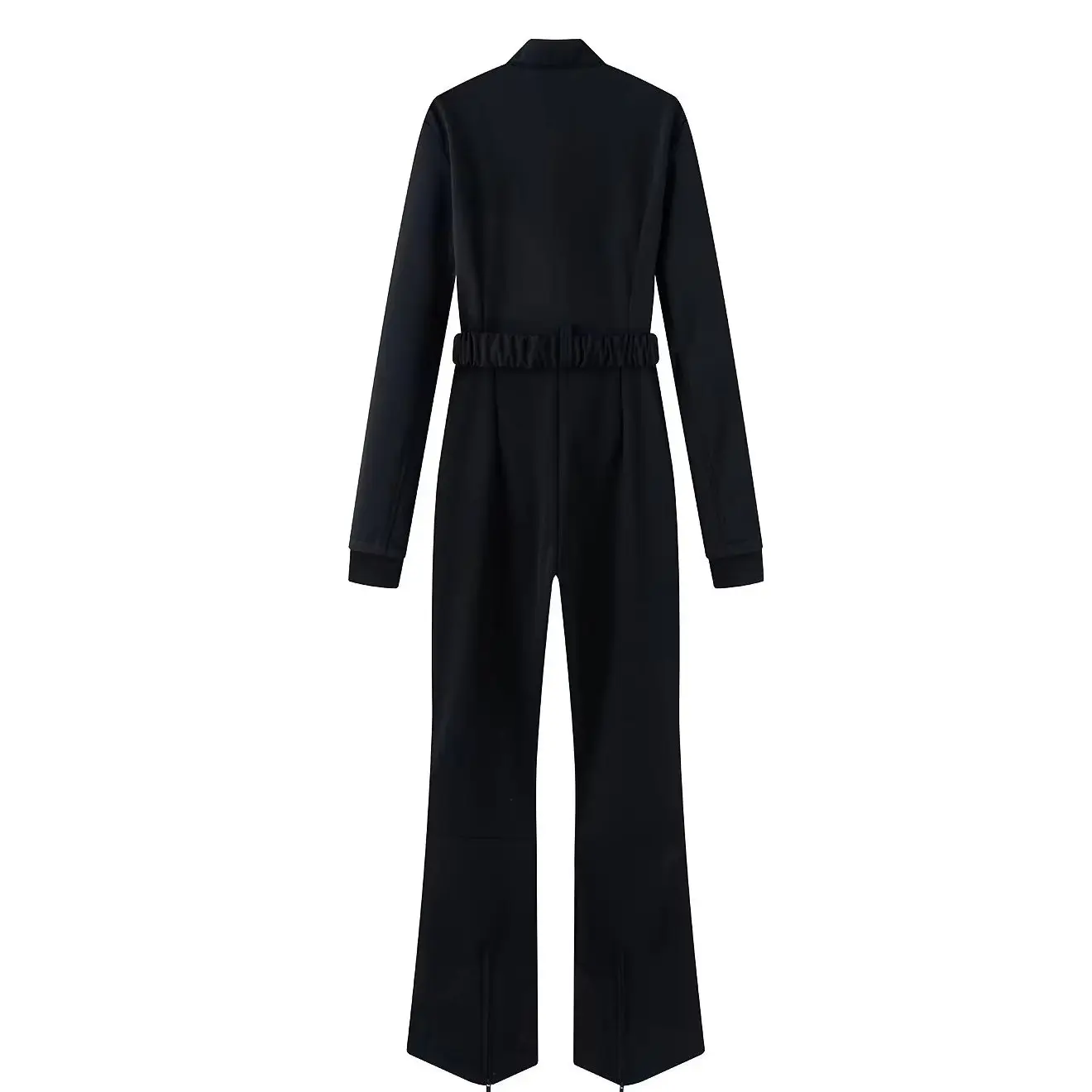 2026 Women's Elegant Skateboard One-piece Solid Black Thick Fleece Bodysuit Lady Elastic Warm Windproof Snow Skiing Jumpsuits