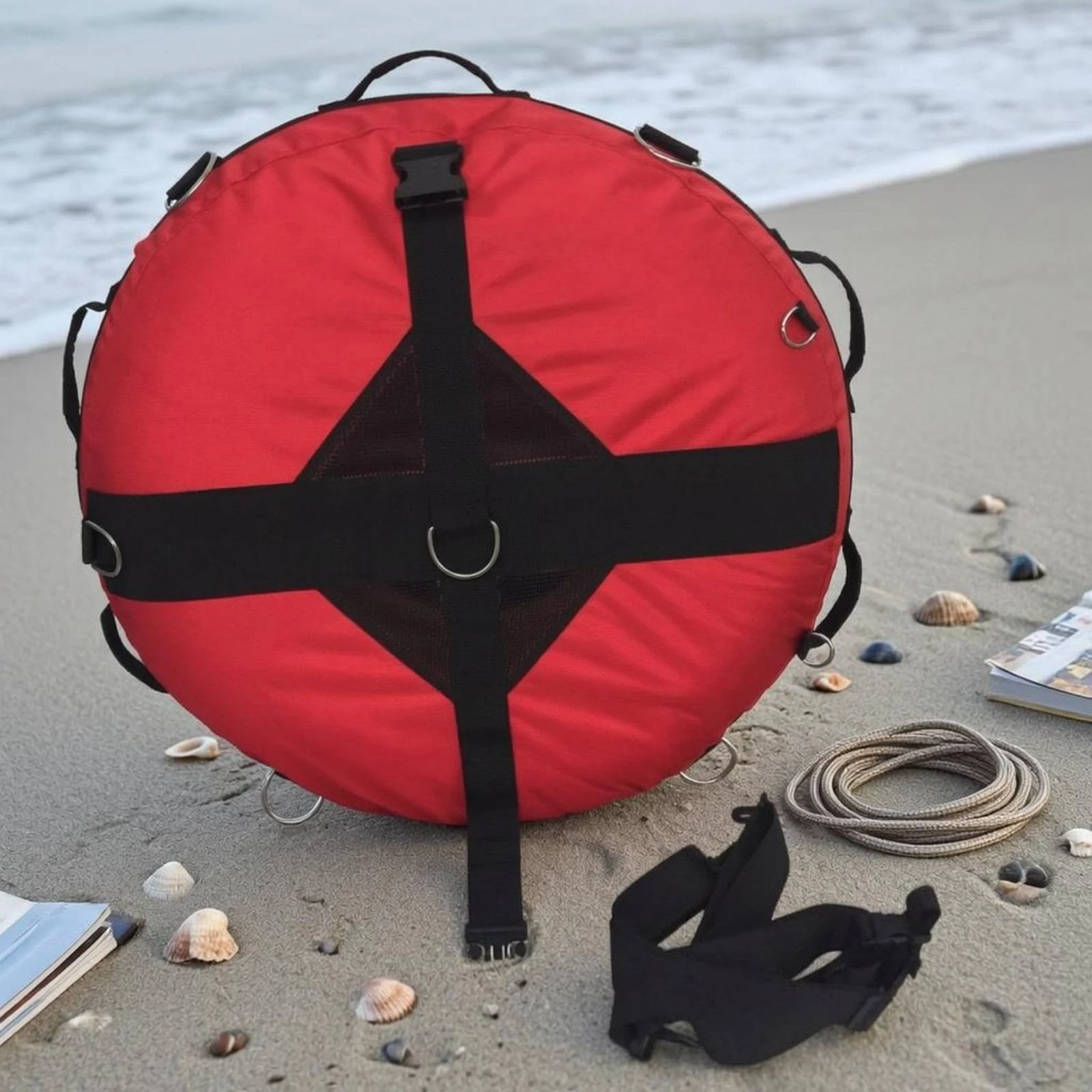 Underwater Diving Diving Surface Buoy Carry Harness Backpack Type Buoy Water Sports Gear BCD Inflator Compatible Red Exterior