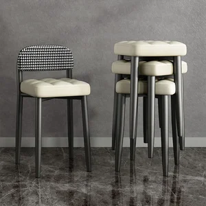 Upholstered Individual Dining Chairs Modern Leather Unique Pouf Dining Chairs Luxuryer Legs Garden Cadeira Cafe Furniture