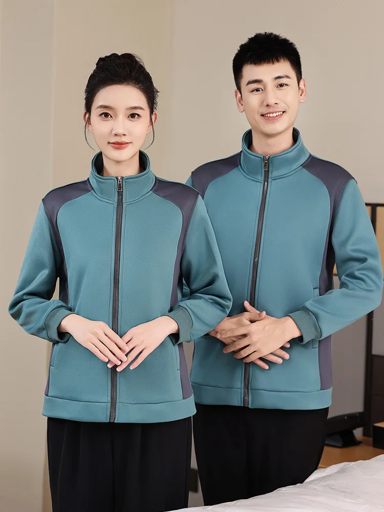 Dining Waiter Workwear Sweater Long Sleeve Autumn and Winter Cargo Pants Restaurant Hot Pot Restaurant Velvet Padded Thickened C