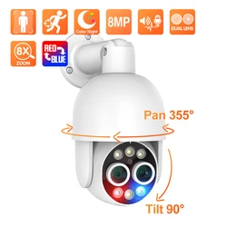Techage HD 8MP POE IP Camera Smart AI Security Camera Outdoor Audio  Dual Lens CCTV Video Security Surveillance System NVR Kit