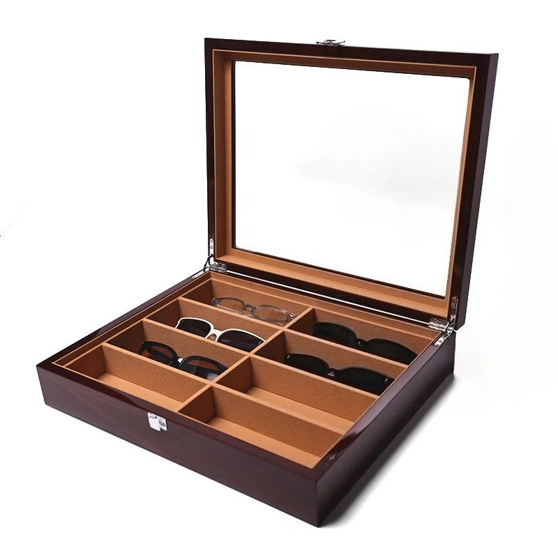 

6 Grids Eyewear Cases Man Luxury Glasses Protector Box Woman Portable Glasses Storage Boxes Wooden Rigid Sunglass Organizer Case
