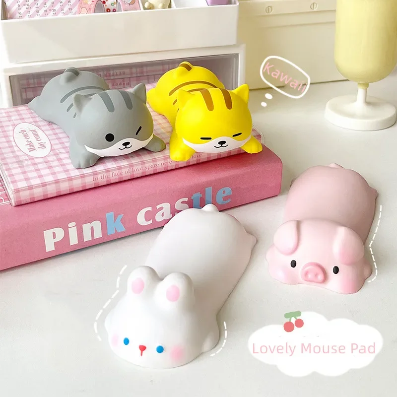 Play Computer Hand Wrist Holder Pad Kawaii Cartoon 3D Rabbit Pig Desk Hand Stand Support Holder Protective Wrist Pad Soft