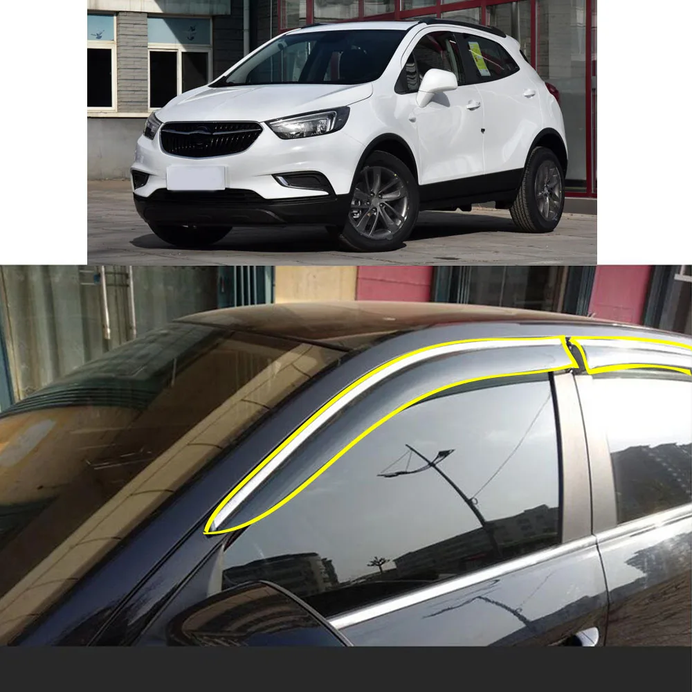 

Car Body Styling Sticker Plastic Window Glass Wind Visor Rain/Sun Guard Vent For BUICK Encore 2013 2014 2015 2016 2017 2018 2019