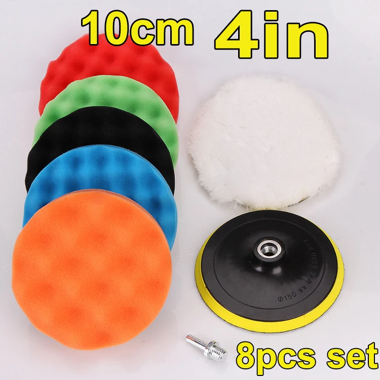 8 Stuks Auto Polijsten Pads Kit 3/4/5/6/7 Inch Schuim Spons Buffer Pad Buffing Disc Set Polijstmachine Polijstmachine Wax Pads 125/150 Mm