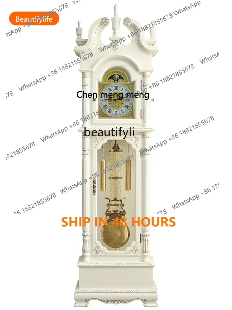 

The Grandfather Clock Living Room Mechanical White Clock Villa Retro Vertical Bell H