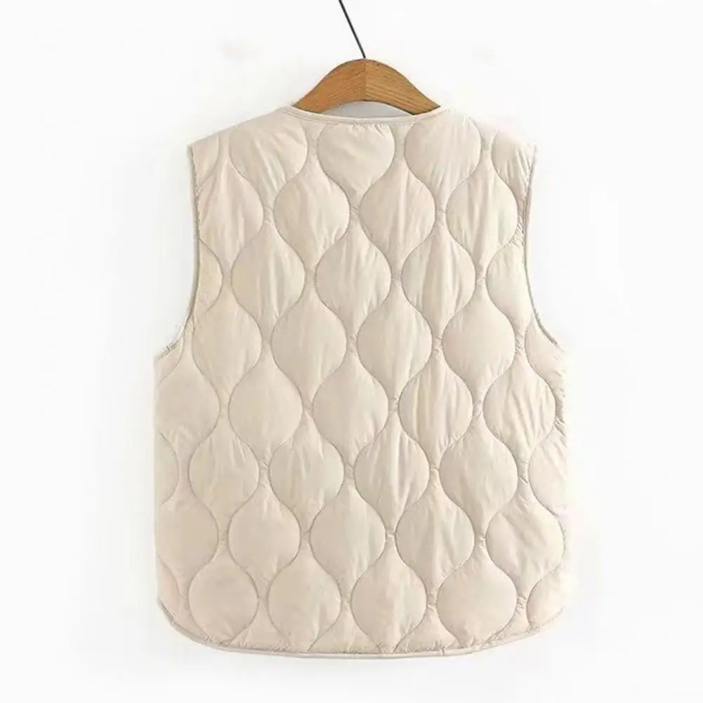 Layering Coat Women's Winter Layering Vest Coat with Storage Bag Thin Padded Press Button Closure V Neck Sleeveless for Cold image 6