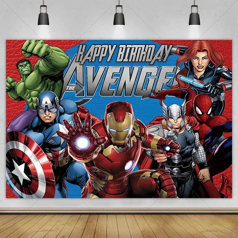 Cartoon Superhero Theme Photography Backdrop Happy Birthday Party Banner Photo Background Decoration Studio Booth Props