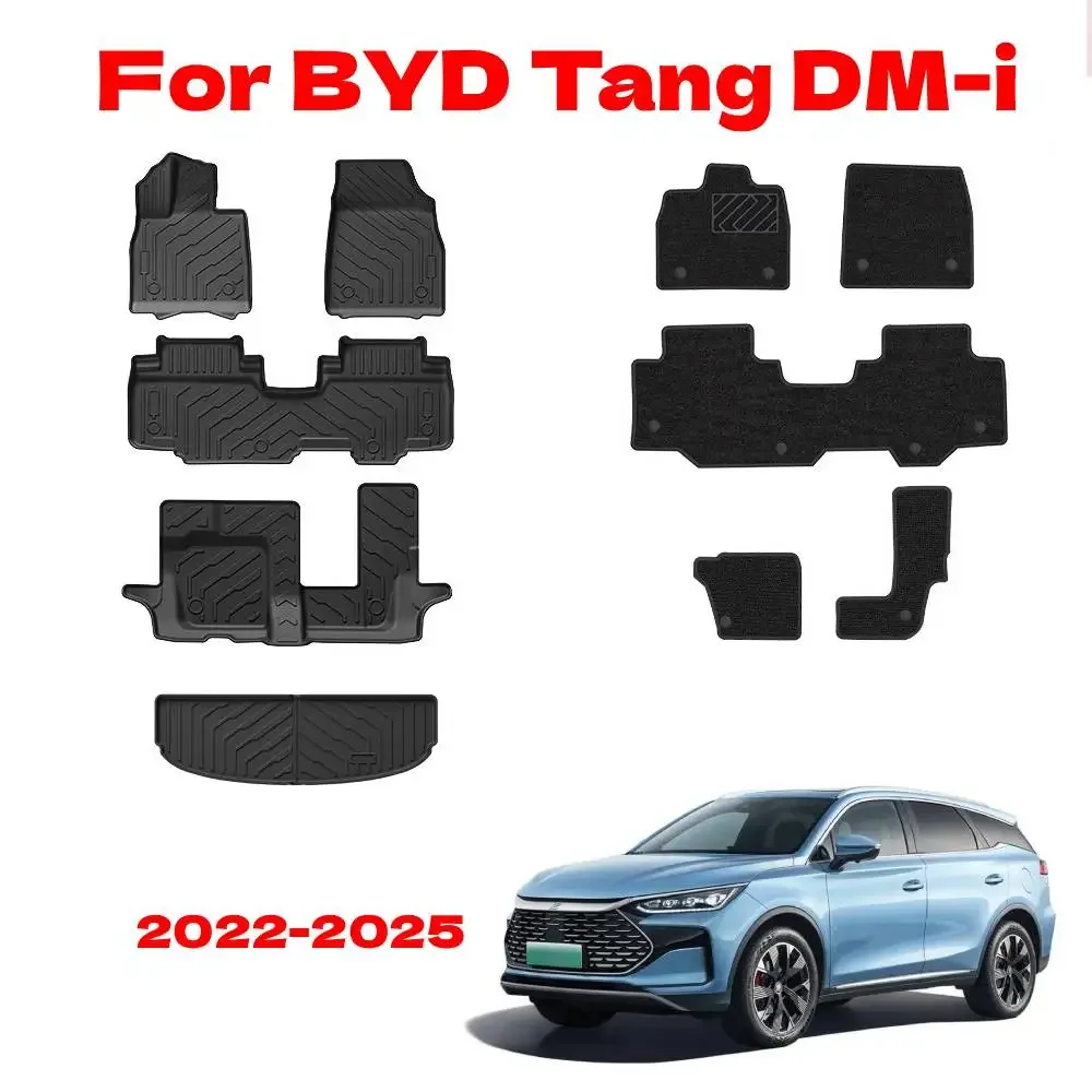 

For BYD Tang DM-i 2025-2022 TPE Floor Mats All-Weather Waterproof Automotive Mat Interior Accessories Left Hand Drive 7 seats