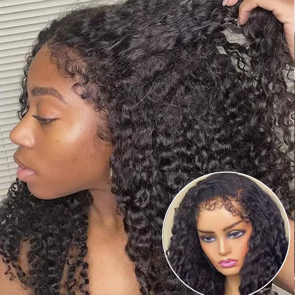 Glueless Curly New 7x5 Deep Wave Human Hair Lace Clousure Wig Ready to Wear Pre Plucked 9x6 Brazilian HD Lace Frontal Wigs