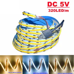 DC 5V USB LED COB Strip White Warm White LED Strip Light TV Background Lighting Tape Home Decor Lamp 1- 5m LED Light Strip