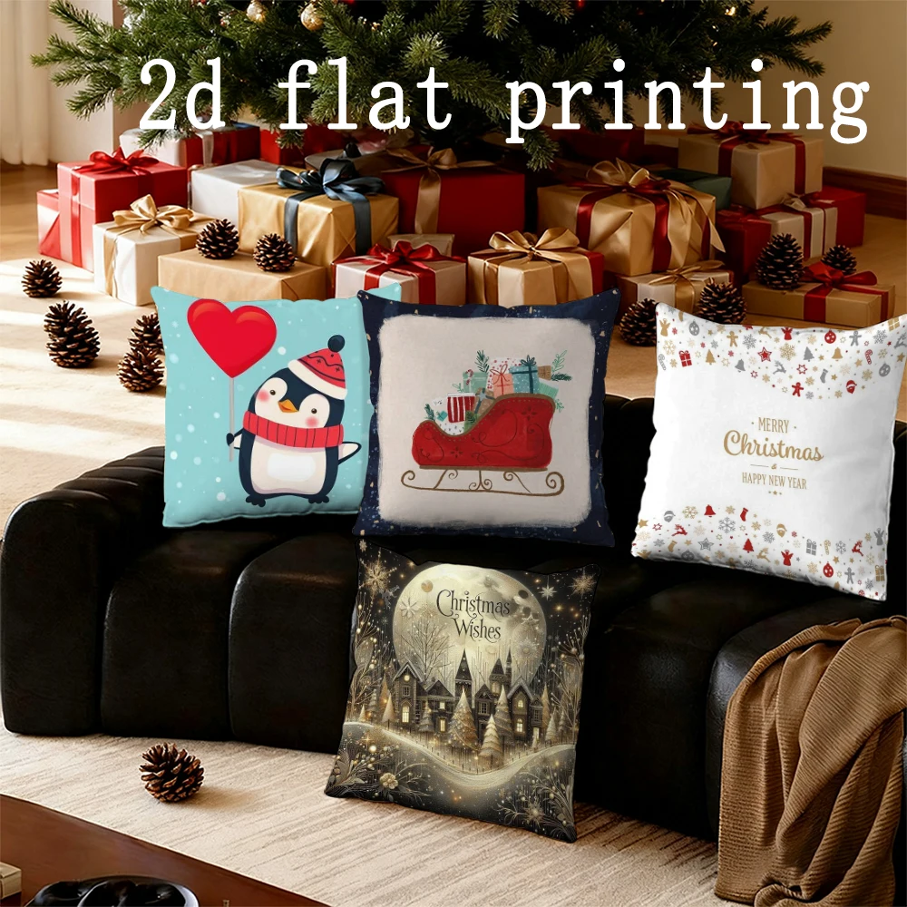 ديكور المنزل عيد الميلاد تحت عنوان وسادة يغطي مع تصاميم احتفالية نمط غطاء الوسادة مناسبة ل أريكة غرفة نوم غطاء وسادة السيارة #1
