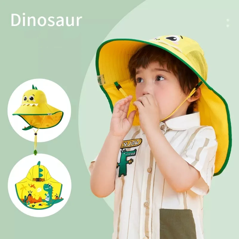 Summer Children Sun Hat Kids Outdoor Neck Ear Cover Anti UV Protection Beach Caps Kids Boy Girl Travel Flap Cap For 1-19 Years