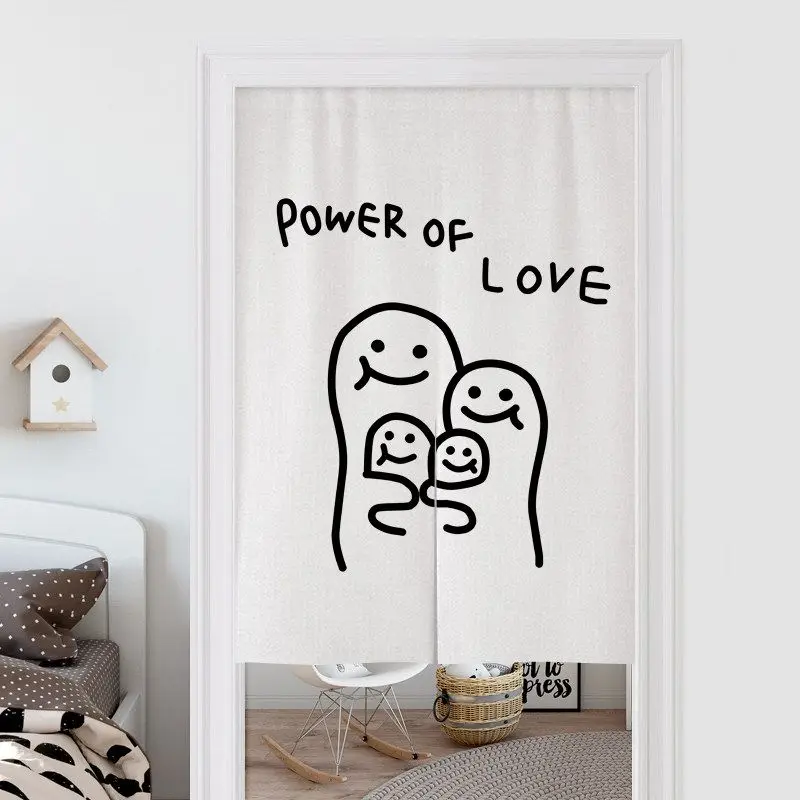 Minimalist Ins Style Black And White Cat Half Curtain Split Partition No Punching for Home Decor Door Curtain Home Decoration