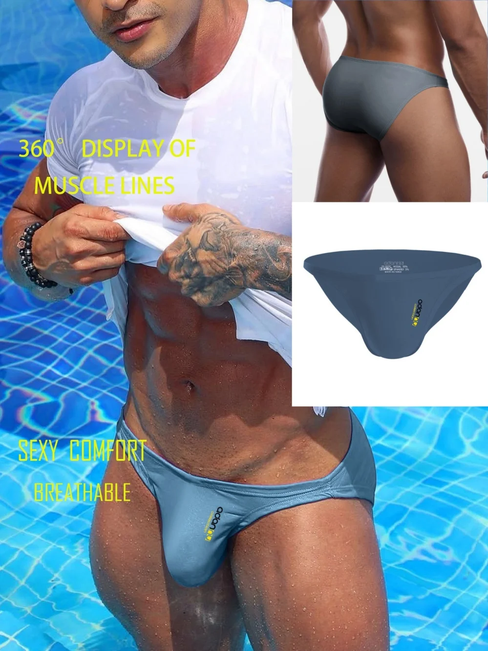 Men's Low-Rise Modal Briefs - Quick-Dry Stretch Fit Sports Underwear Breathable Solid Color Comfort