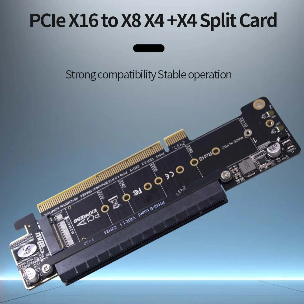 TISHRIC Scheda di espansione divisa Scheda adattatore PCIE 4.0 canali PCIe da X16 a X8 X4 + X4 Supporto scheda divisa Dual M.2 NVMe 2230 22110 SSD