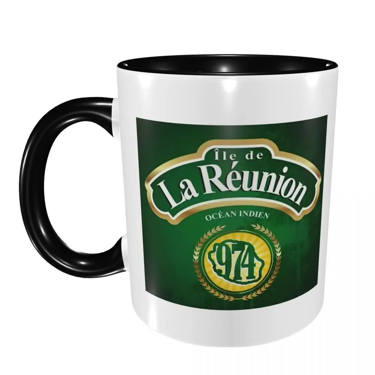 974 Reunion Island Flag Mug Funny Ceramic Coffee Cups Tea Mugs Milk Cup Drinkware Gift for Friends
