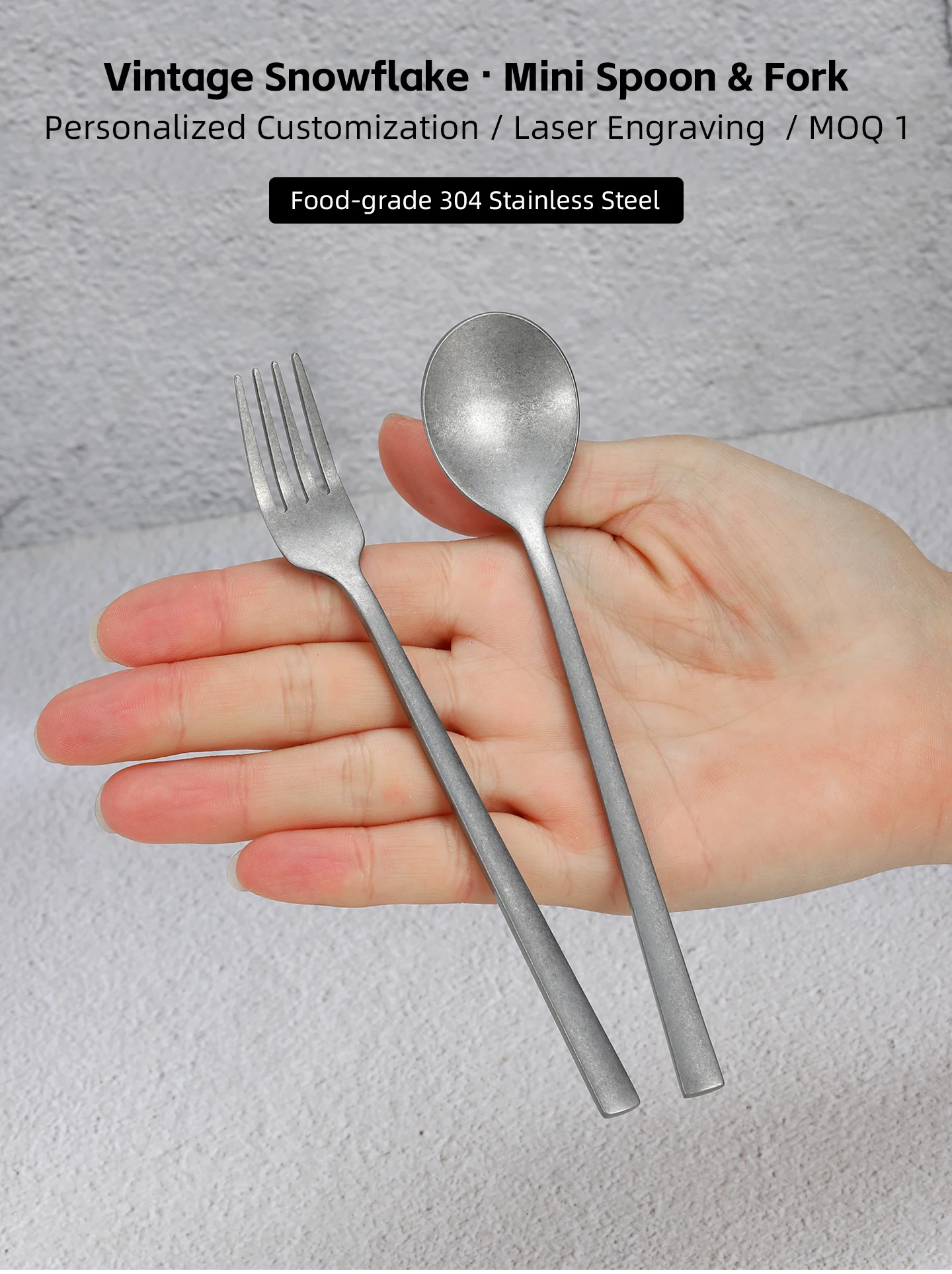 304 Edelstahl Mini-Teelöffel Kleiner Kaffee-Dessertlöffel mit Individuellem Logo DIY Lasergraviert Koreanischer Stil Besteck Geschenk für Kinder – Detail 3