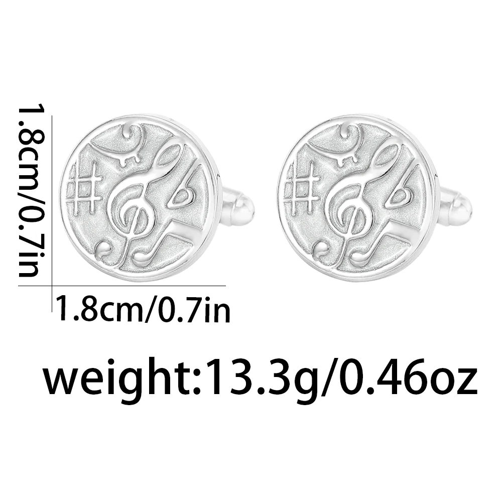 Funny Music Note Design Round Cufflinks Mens G Celf Sharp Quarter Note Pattern Sleeve Button