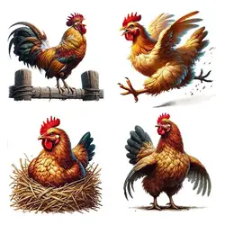 Rustic Farm Rooster Hen Wall Sticker Cabinet Refrigerator Home Decor Creative Animals Self Adhesive Stickers M1078
