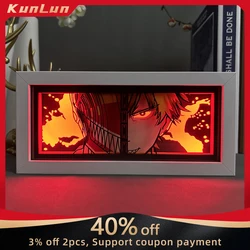 Lightbox Hot Styles Anime Chainsaw Man Peripherals One Piece Figure Led Light Paper Cut Shadow Box Jojo Figur Ornaments Toy Gift