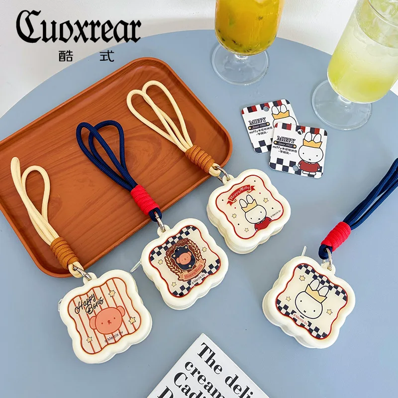 New Cute Miffy Zero Wallet Academy Wind Kawaii Boris Silicone Mini Earphone Storage Bag Keychain Small Wallet
