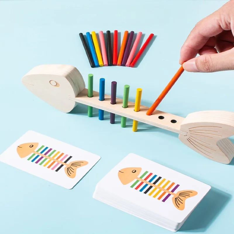 Varas de madeira ação espinha de peixe cor com brinquedo de mesa brinquedos pai-filho interativo varas de ensino de matemática